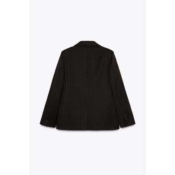 Zara Womens Blazer Suit Jacket XS Brown Pinstriped polyester 3811/045 NWOT - Picture 4 of 10